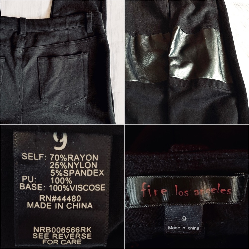 Black Faux Black Leather Accents on Leggings NWOT - Picture 8 of 8